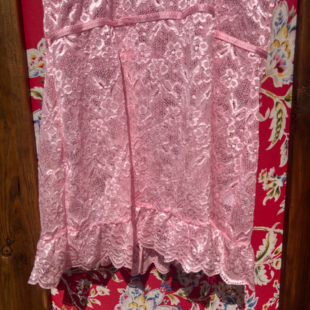 Pink Lace Babydoll Coquette Ruffled Mini Lingerie Dress Chemise Fairy Size XXL - Picture 6 of 10